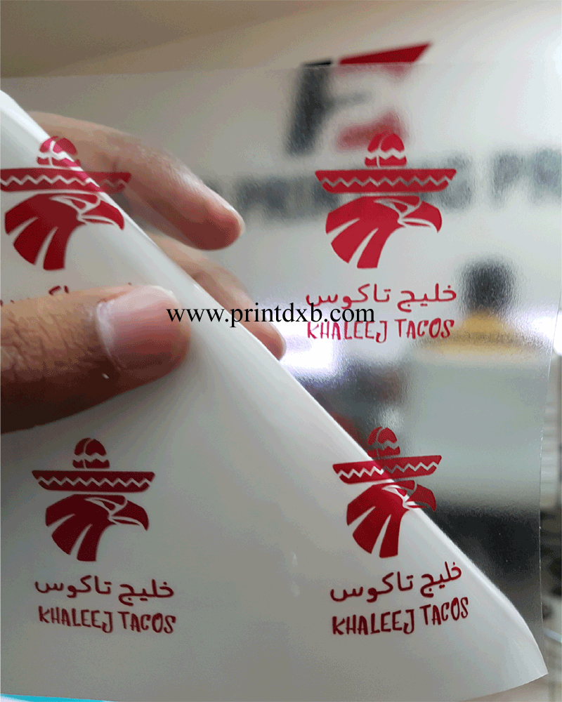 Transparent Sticker printing in Dubai